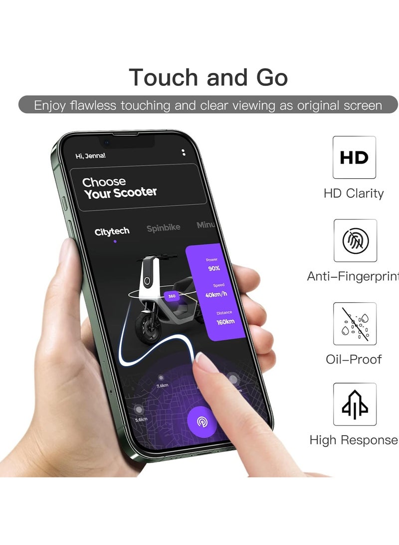 ARMOR Screen Protector for Apple iPhone 13 / Apple iPhone 13 Pro , Black Edge Tempered Glass Film Clear - Image 5